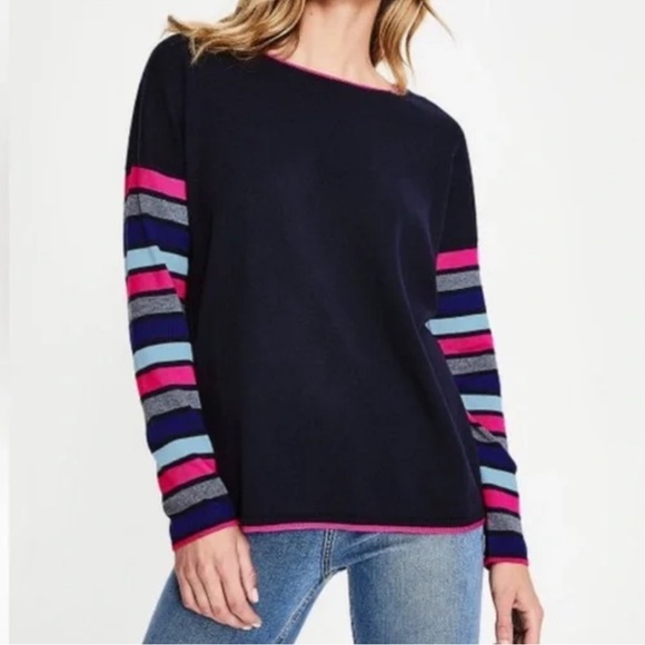 Boden Sweaters - Boden Berwick Stripe Sleeve Wool Sweater